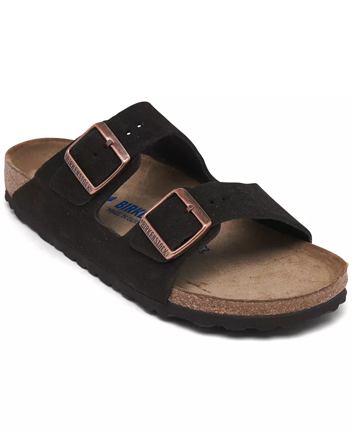 Женские сандалии Arizona Soft Footbed из замши и кожи от Finish Line Birkenstock, коричневый