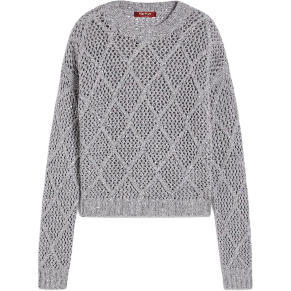 

Свитер с пайетками в ромбовидном узоре MaxMara Studio, светло серый