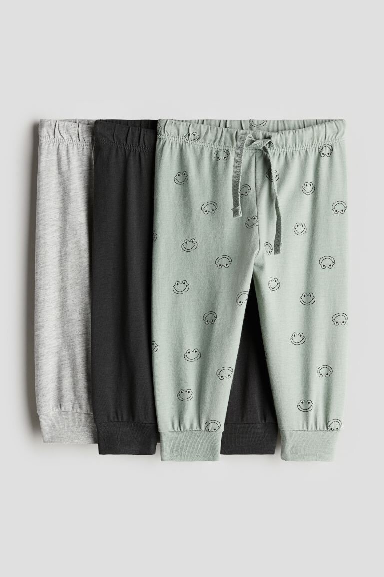 

Комплект из 3 спортивных брюк из хлопкового джерси H&M, зеленый