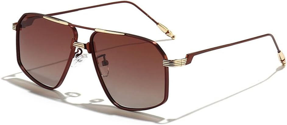 

Мужские металлические солнцезащитные очки с классическим градиентом и двойным дужком, женские очки со специальными дужками, в футляре, защита от ультрафиолета UV400 TYUVIVO, C05 Tea Tea