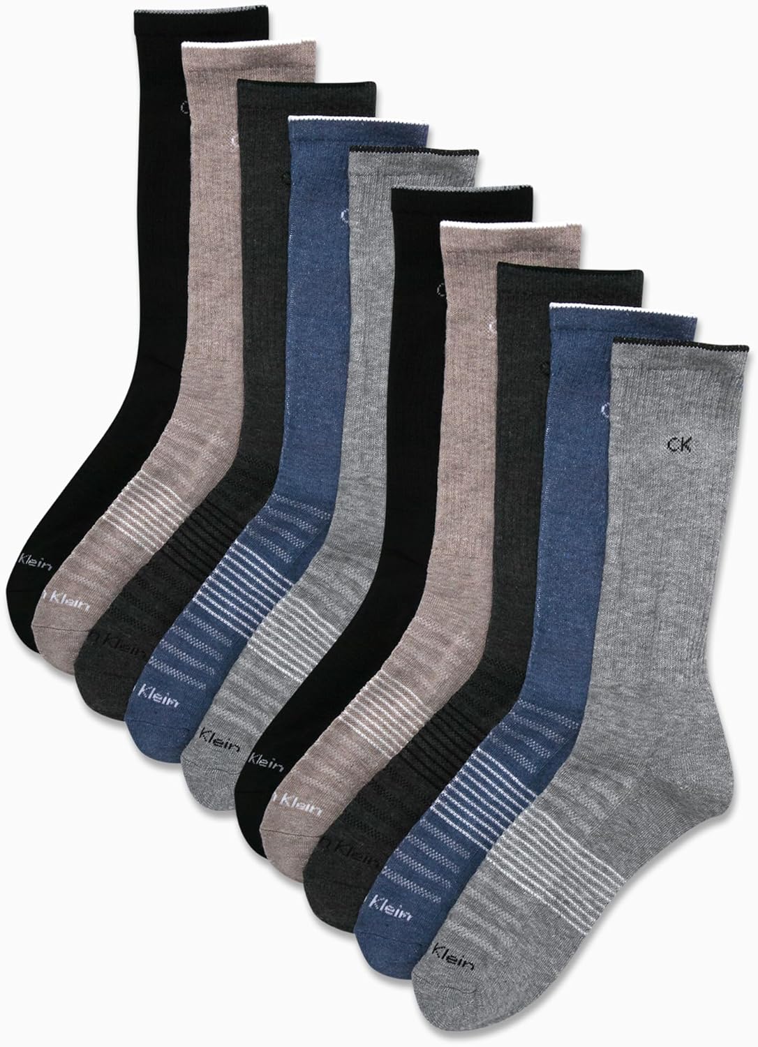 Мужские носки Calvin Klein Crew Socks - 10 пар дышащих спортивных носков с мягкой амортизацией для бега и спорта для мужчин, Heather Grey Multi — фото 2