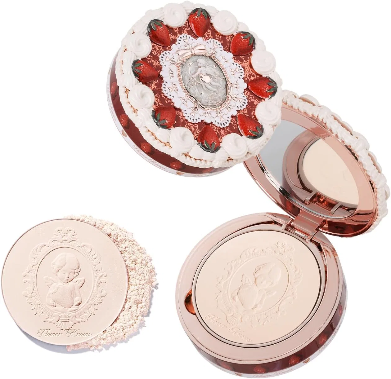 Пудра для лица Flower Knows Strawberry Cupid Press Powder, 9.6 г, 02 Ivory Beige