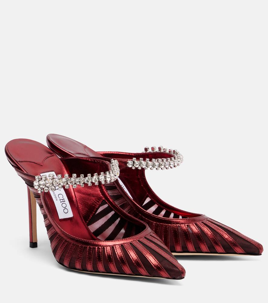 Bing 100 мюли из металлизированной кожи и сетки Jimmy Choo, Deep Merlo