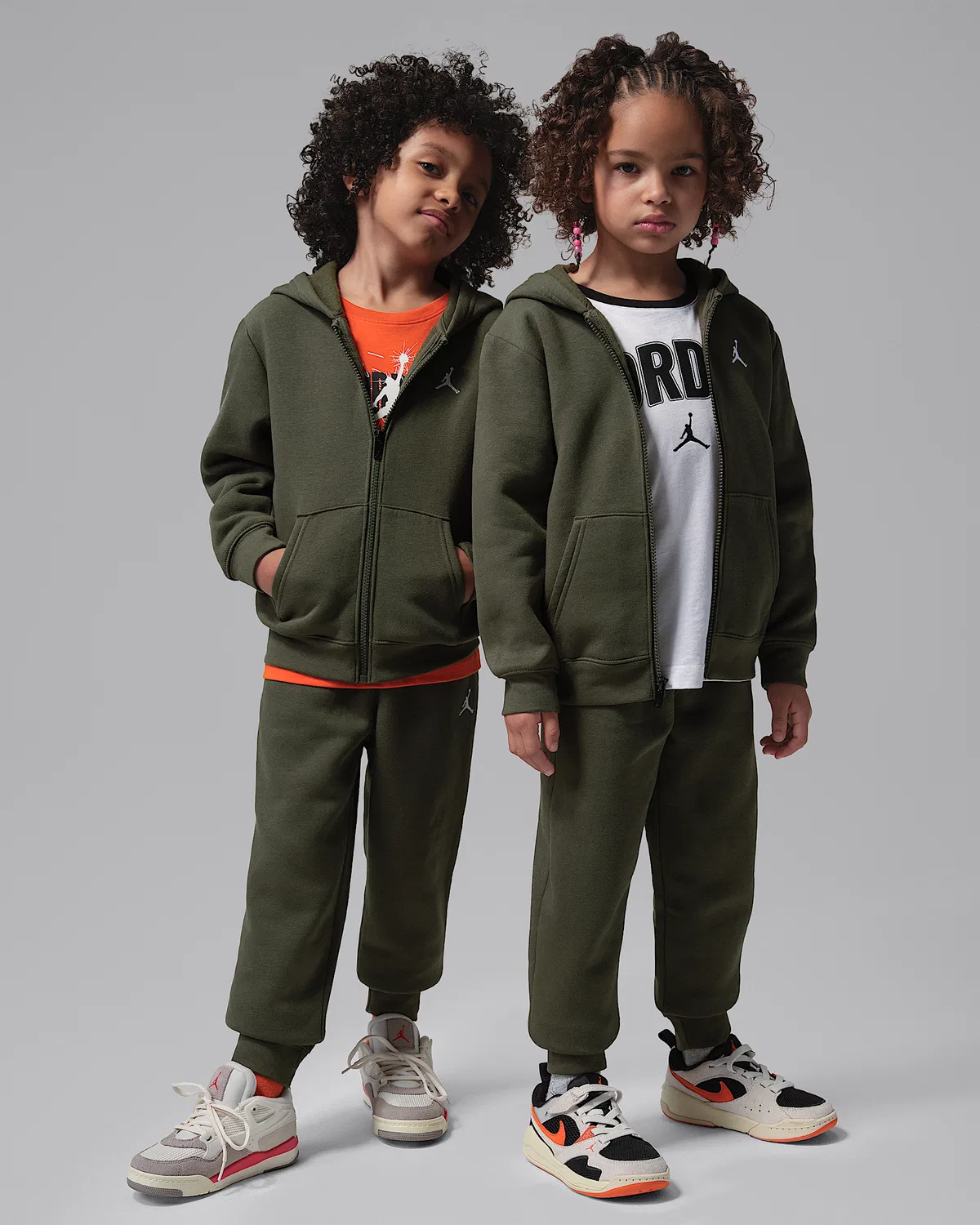 Детский комплект из 2 предметов: флисовая кофта на молнии Jordan Brooklyn Fleece, Brown