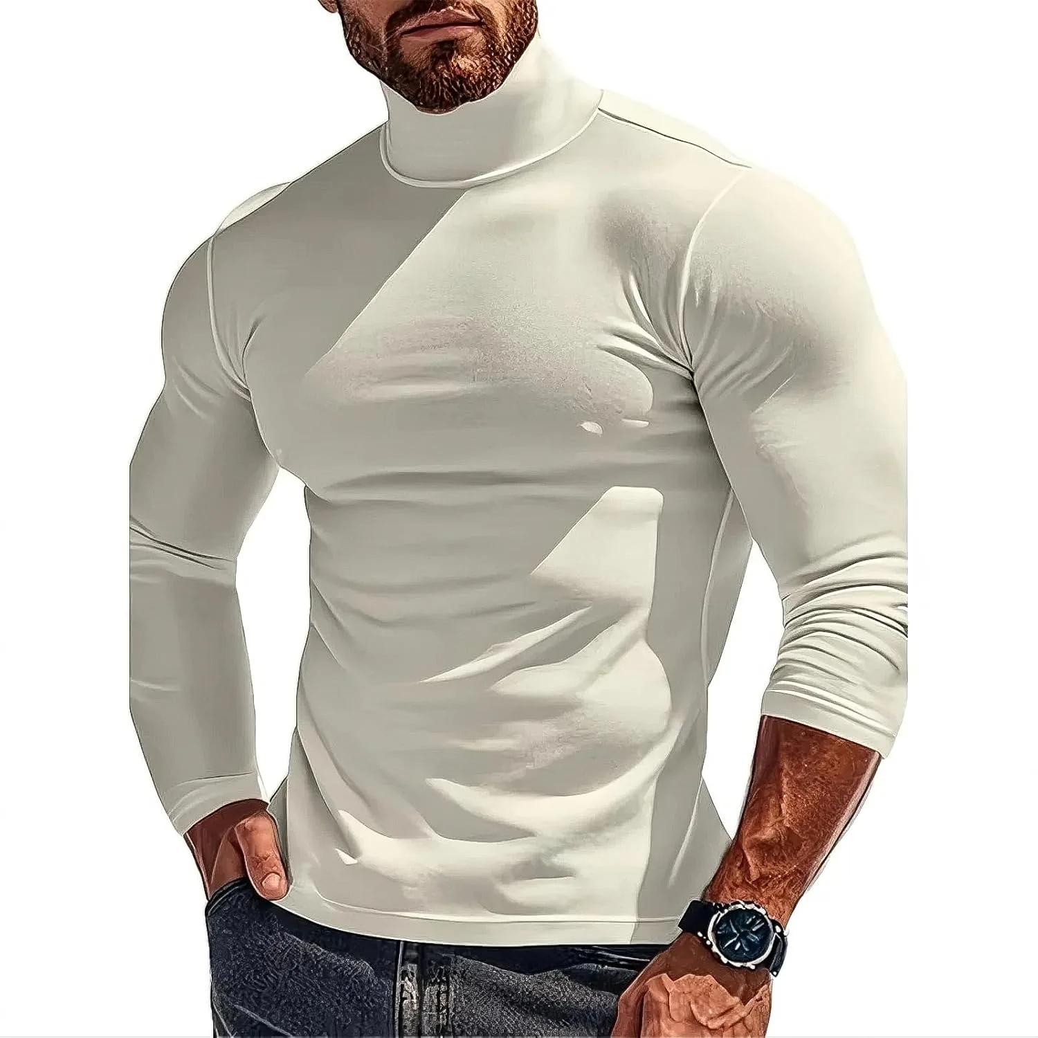 

Ymosrh мужская водолазка с длинным рукавом, Slim Fit, S-2XL