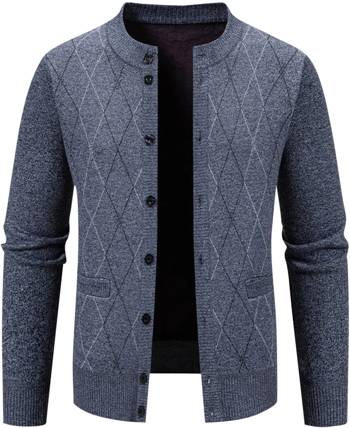 

Мужской кардиган на пуговицах с длинным рукавом и карманами QUNPIU