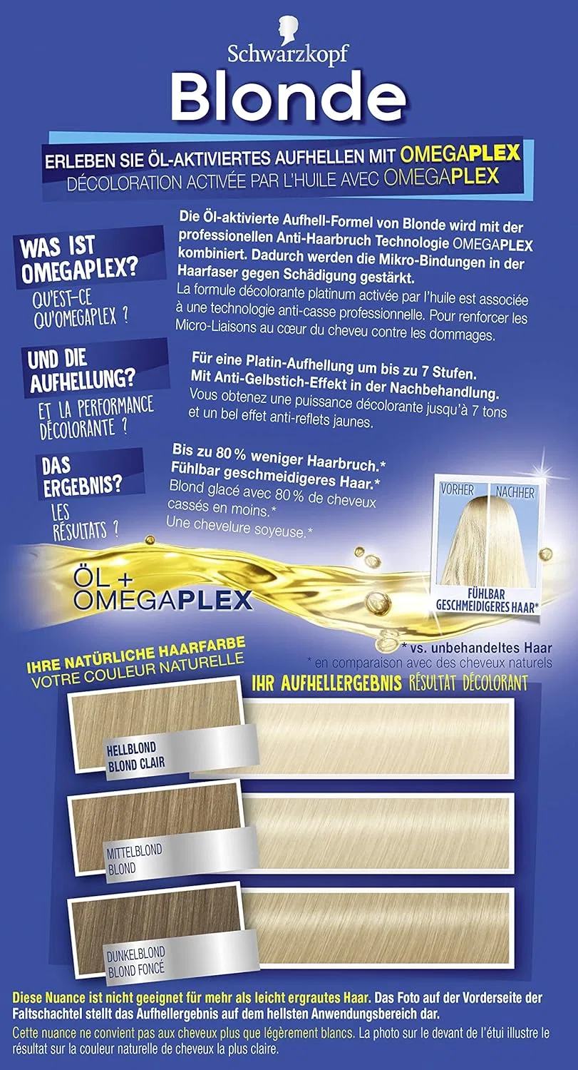 Осветлитель для волос Schwarzkopf Blonde L100 Platinum Brightener Ice Blonde (3 x 180 мл) Blonde, Ice Cream Blonde — фото 2