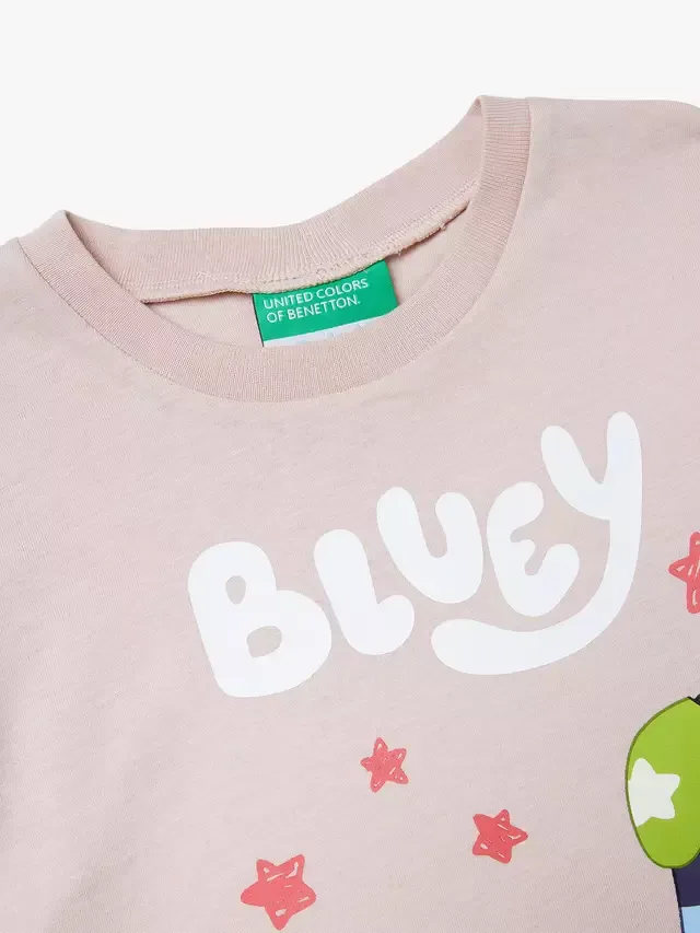 Детская футболка с длинными рукавами и принтом Bluey, розовая/разноцветная Benetton — фото 3