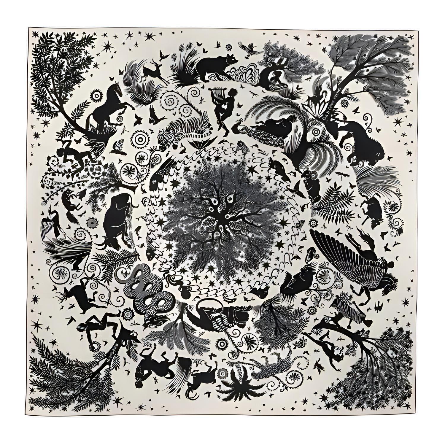 

HERMES Белая женская шаль из кашемира и шелка, White