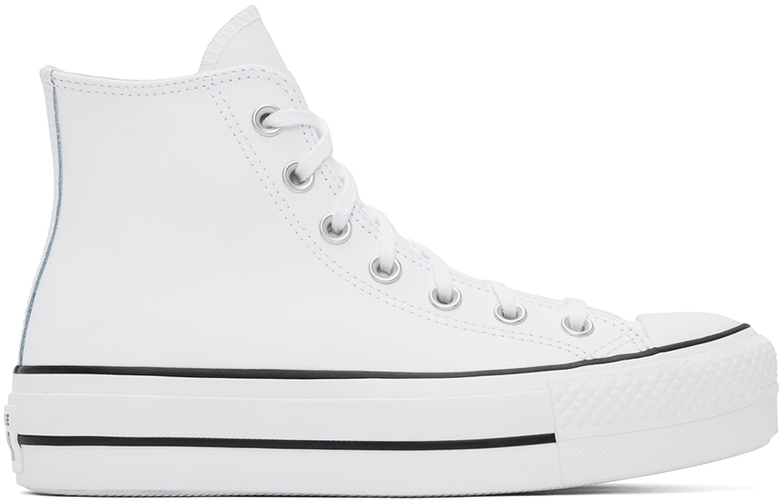 Белые высокие кожаные кеды Chuck Taylor All Star Lift Converse, белый/черный/белый