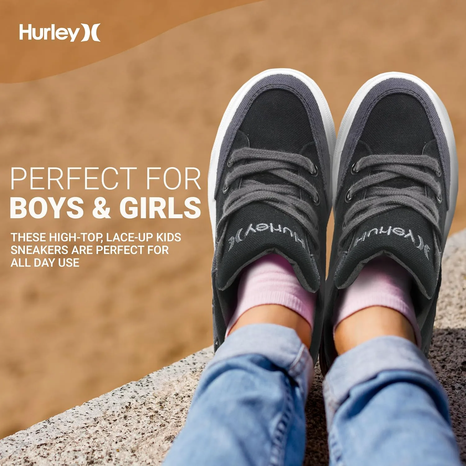 Детские высокие скейтбордные кроссовки Hurley Roddy, спортивная обувь для мальчиков и девочек, серый — фото 3