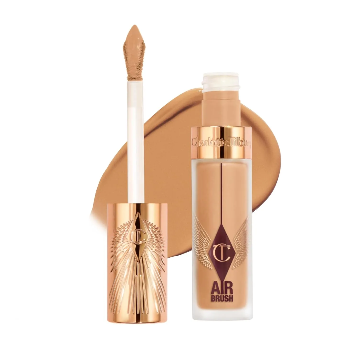 Charlotte Tilbury AIRbrush Flawless Blur Concealer - долговечный консилер для темных кругов, несовершенств и покраснений, увлажняющий, стойкий к складкам, с полным покрытием и натуральным матовым финишем, 10.5 Tan - Tan with neutral warm underto...