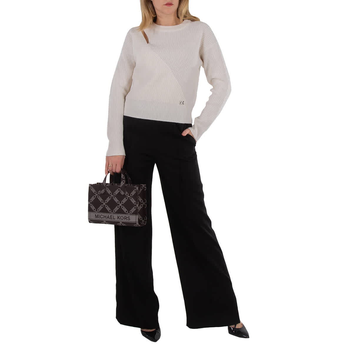 

Майкл Корс Свитер с длинными рукавами и вырезом Michael Kors, белый