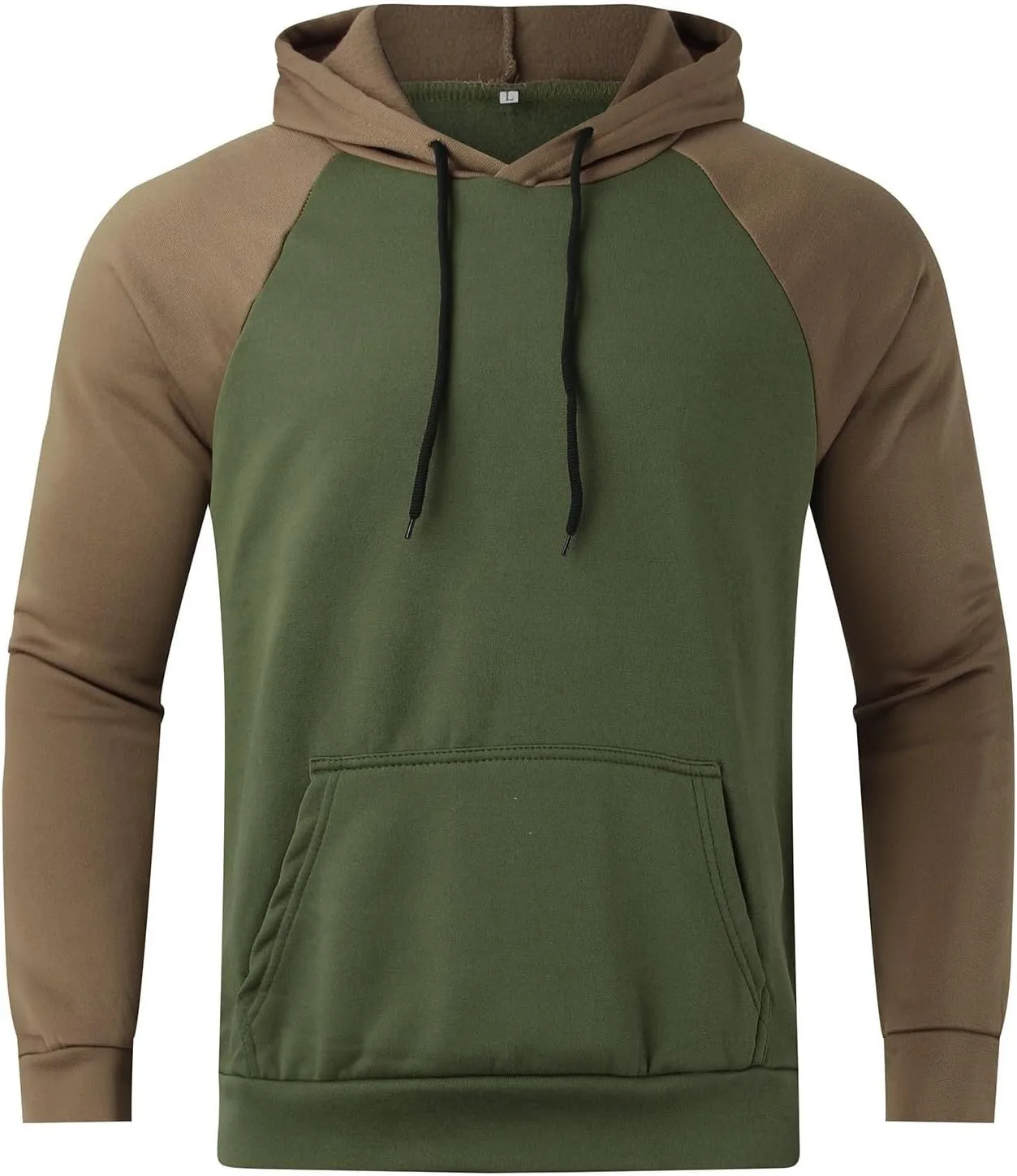 

Мужской однотонный худи с длинным рукавом и накладным карманом