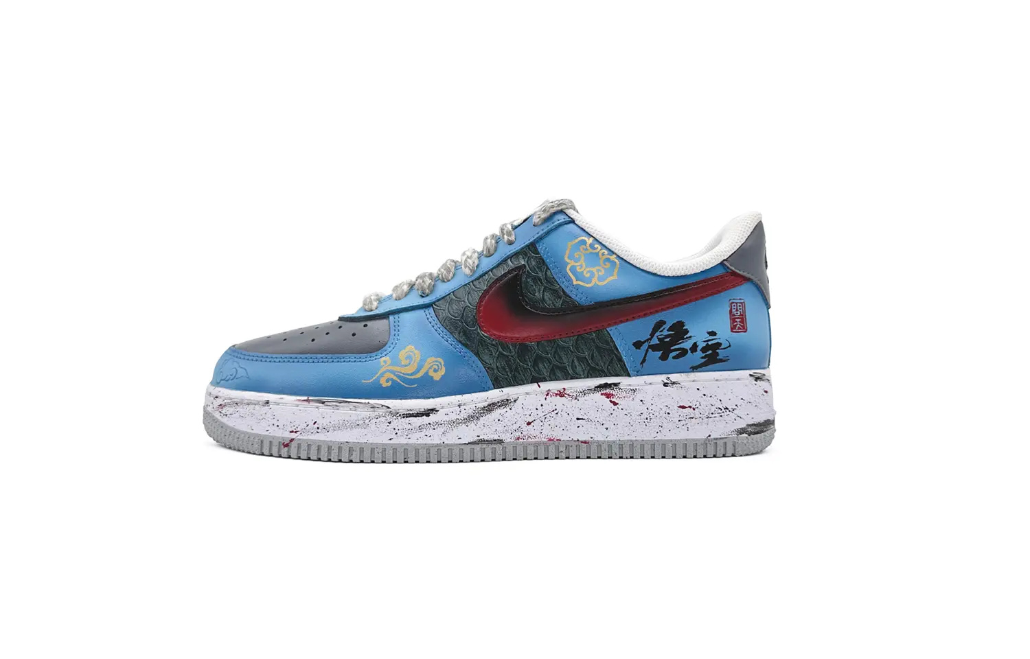 

Кеды мужские, Air Force 1 обувь для скейтбординга Низкая Nike, серый/синий/красный