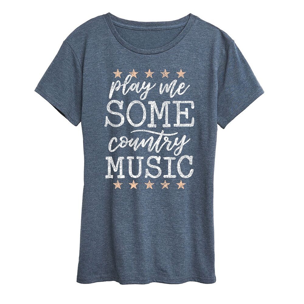 

Женская футболка с рисунком Play Me Some Country Music, цвет Heather Blue