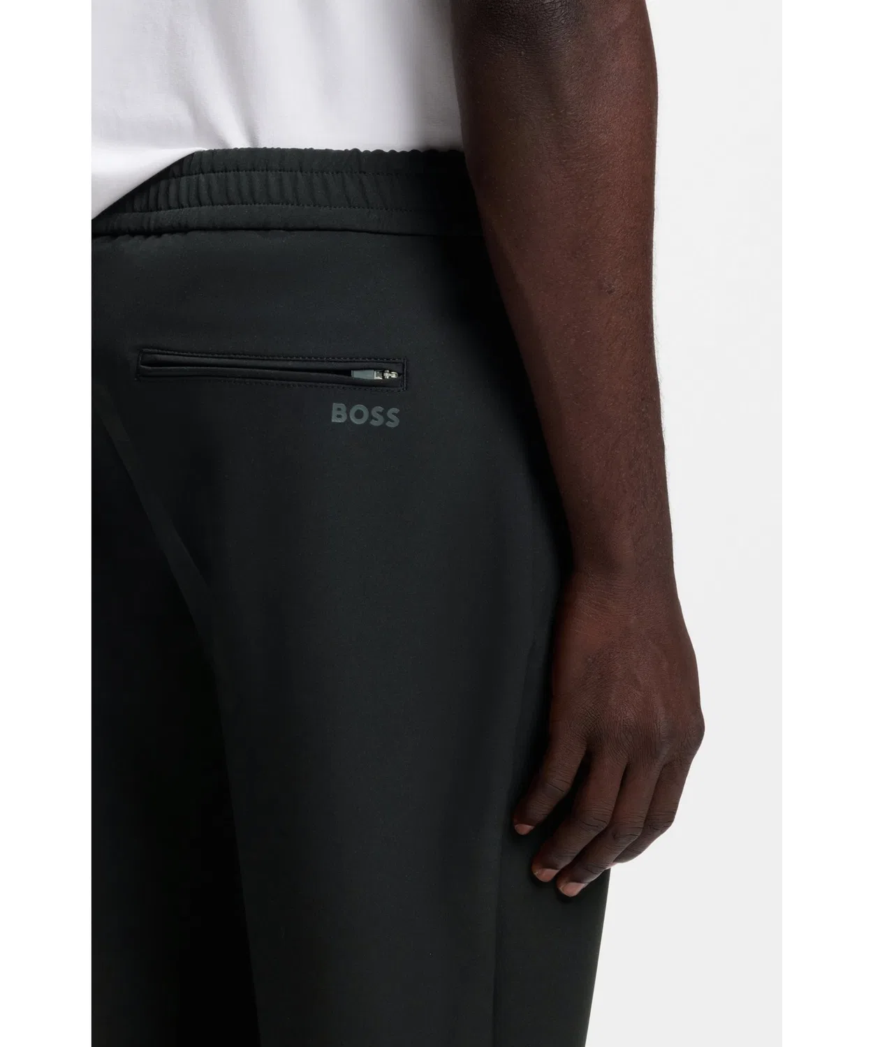 Брюки зауженные водонепроницаемые BOSS Menswear из полиэстера с эластаном, бежевые — фото 4