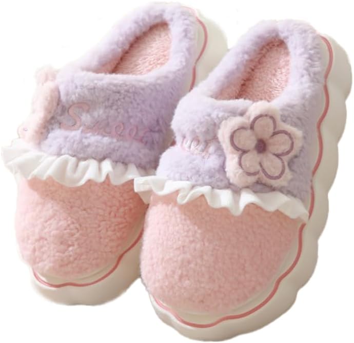 

Милые плюшевые хлопковые тапочки ELONEL - женские и мужские - с толстой подошвой - против скольжения - для дома и улицы, розовый