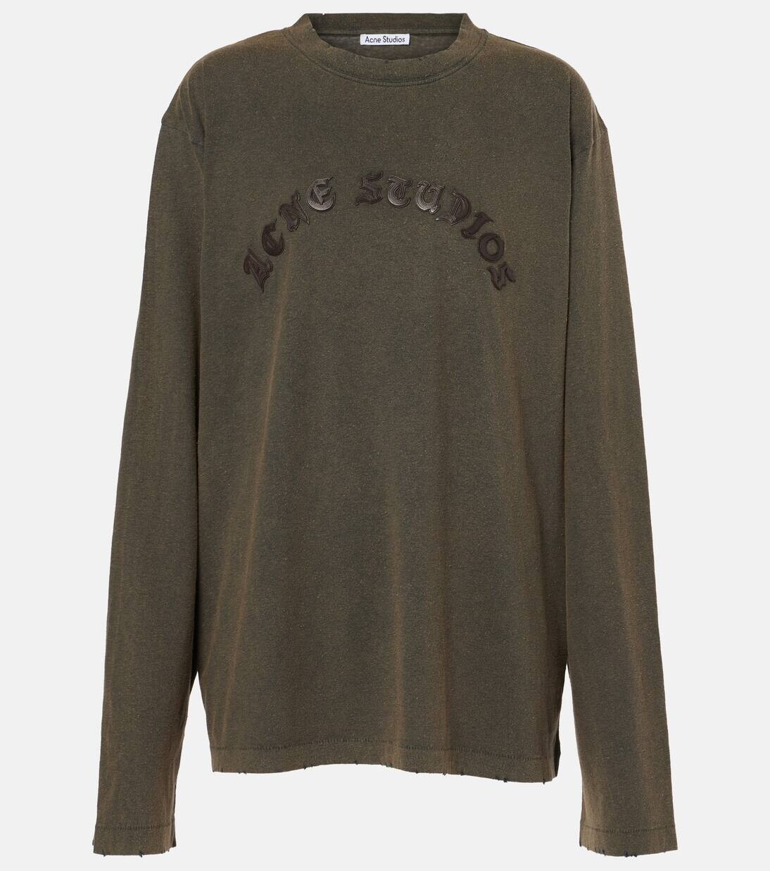 

Топ из хлопкового джерси с аппликацией логотипа Acne Studios, цвет faded black