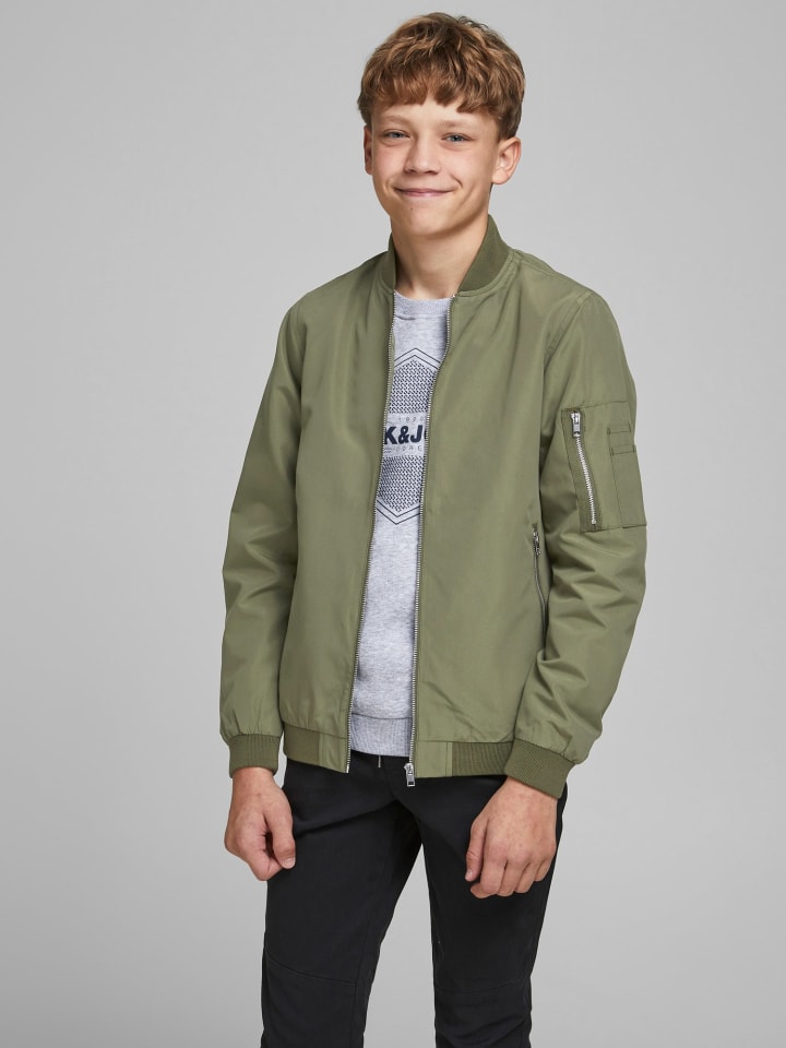 JACK & JONES Junior Куртка-бомбер JJERUSH BOMBER JR пыльно-оливкового цвета — фото 3