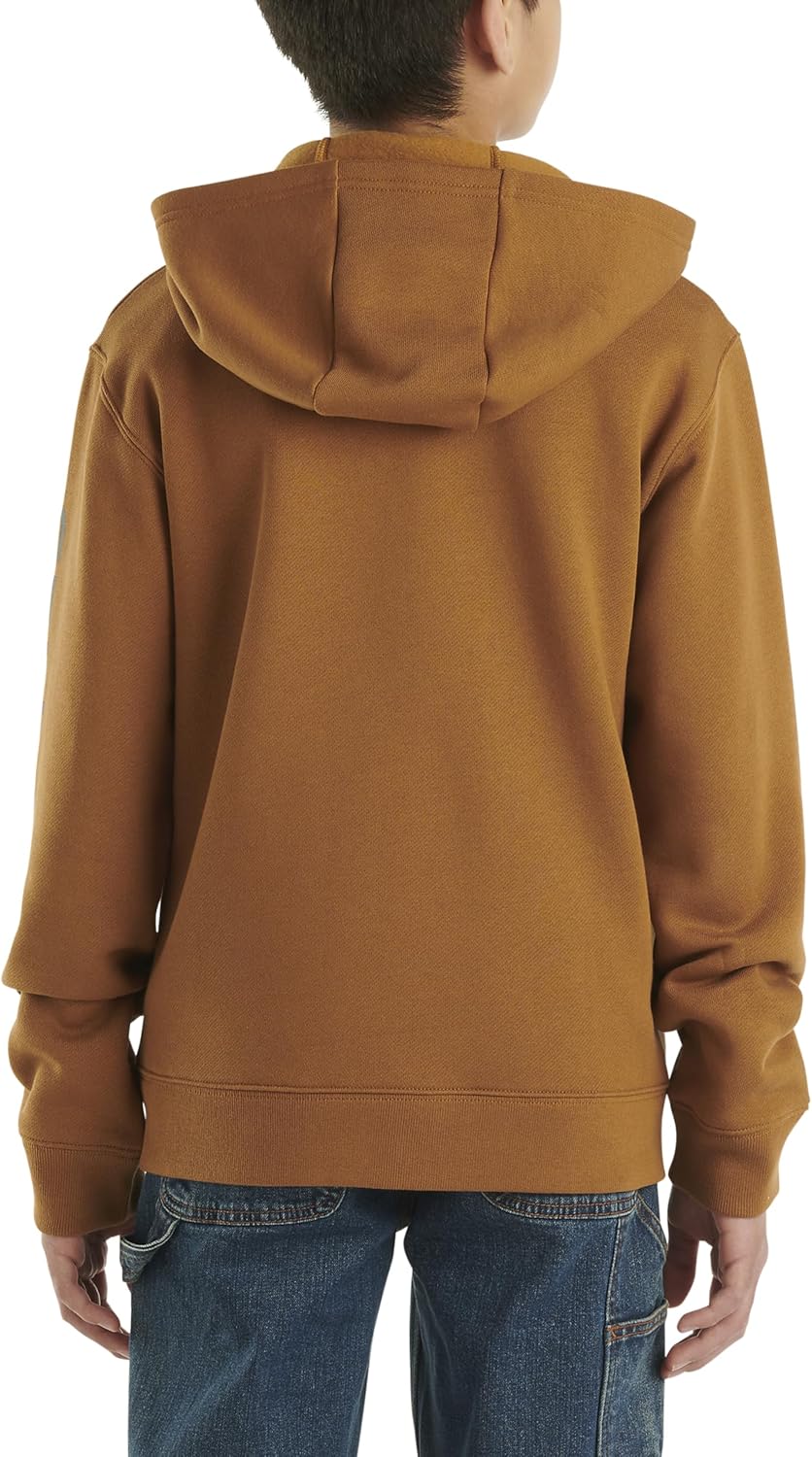 Детская толстовка Carhartt CP8675 с длинными рукавами и логотипом на молнии - для мальчиков, Carhartt Brown — фото 3