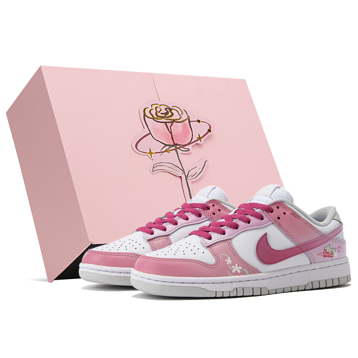 

Кроссовки Nike Dunk Skateboard Shoes Women's Low-Top Pink/White, Белый, Кроссовки Nike Dunk Skateboard Shoes Women's Low-Top Pink/White