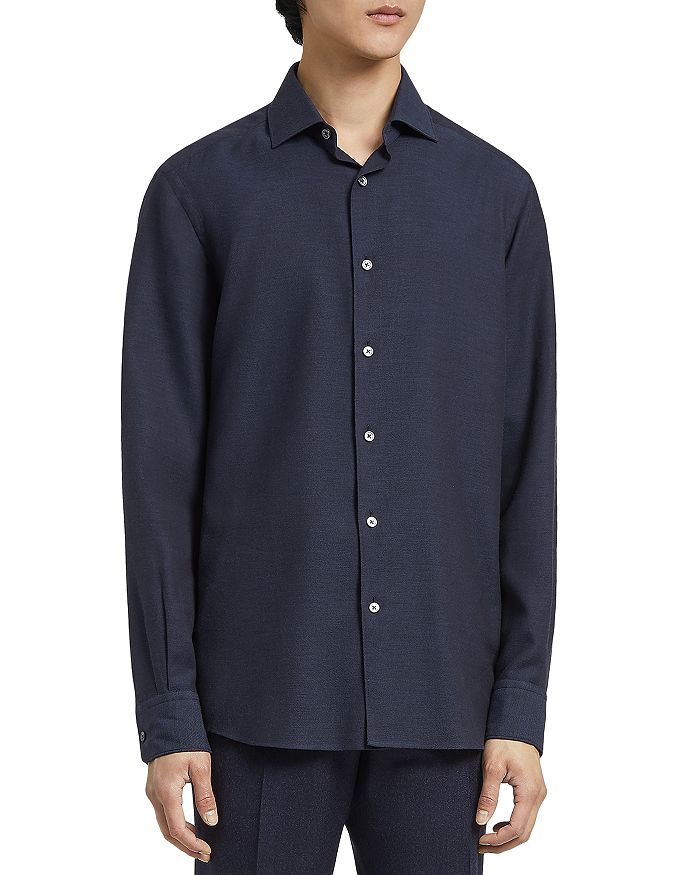 

Голубая рубашка с длинным рукавом Cashco ZEGNA, синий