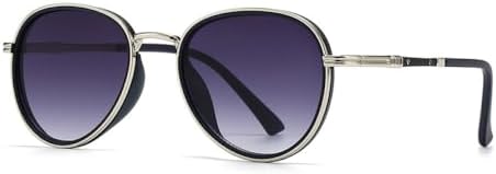 

Ретро металлические мужские солнцезащитные очки с градиентным переходом для женщин, защита от УФ-излучения UV400, модные панк-солнцезащитные очки MTZJH, Silver Black Gray