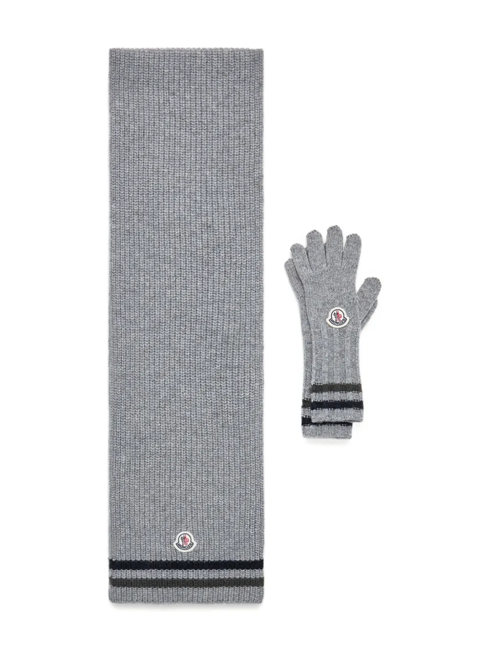 

Комплект из топа и брюк в рубчик с нашивкой-логотипом Moncler Enfant, серый