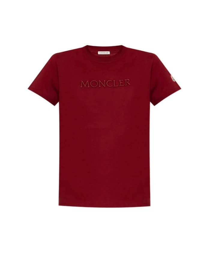 

Футболка с вышитым логотипом, круглый вырез, короткие рукава. Moncler, красный