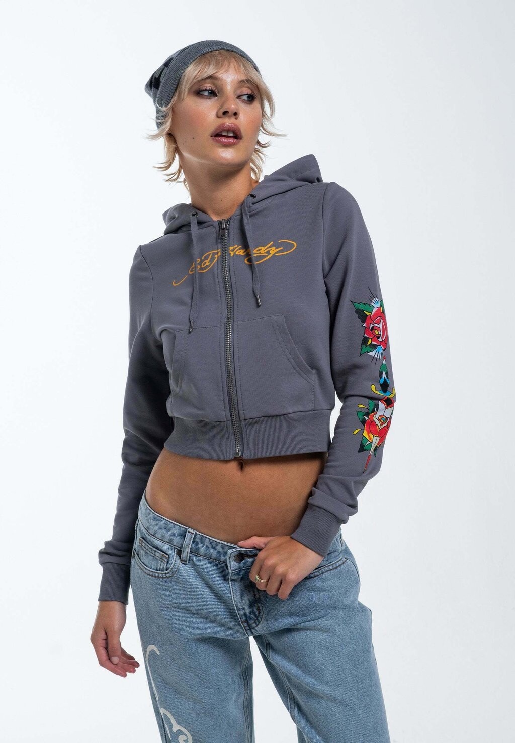 

Толстовка на молнии Ed Hardy, серый