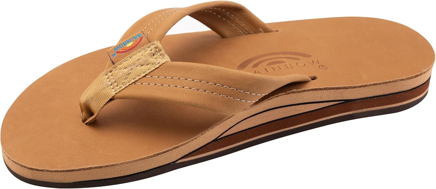 

Мужские сандалии Rainbow с двойным слоем кожи и поддержкой свода стопы Rainbow Sandals, Cafe