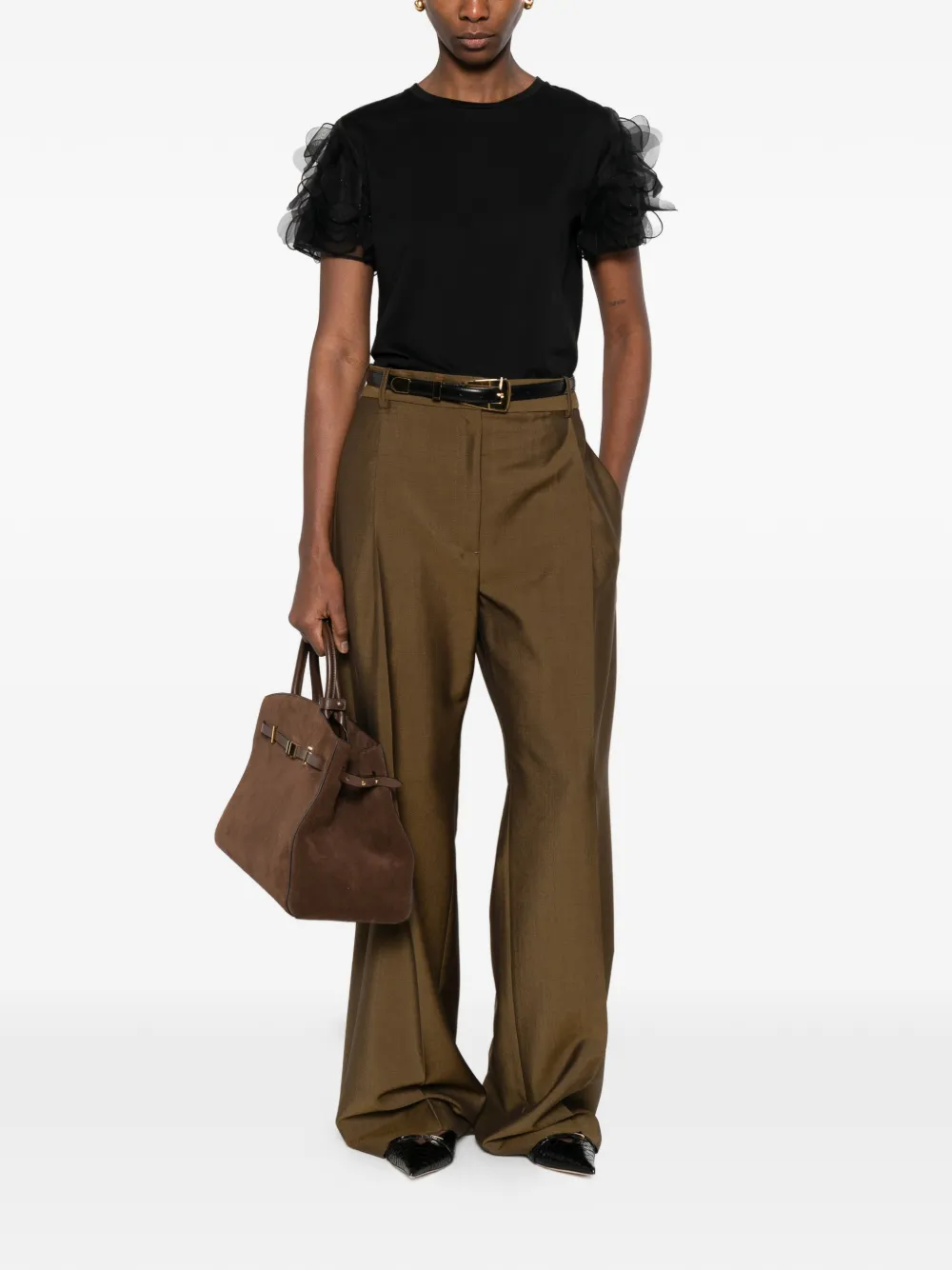 Футболка Mseeditti с оборками на рукавах Max Mara, черный — фото 2