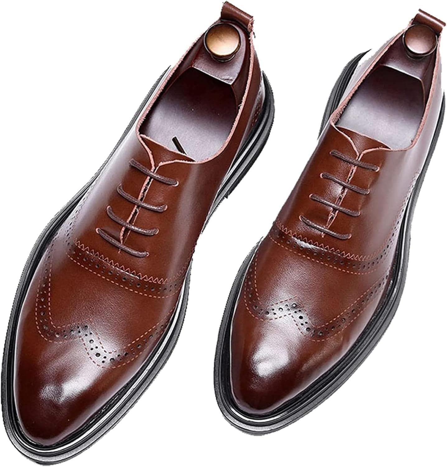 

Мужские броги Yiozoi, удобные, с низким верхом, с шнуровкой, нескользящие, для офиса и делового стиля, с заостренным носком, оксфорды, коричневый