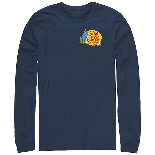 

Футболка с длинным рукавом Big & tall Dr Seuss One Fish Two Fish Red Fish Blue Fish Licensed Character