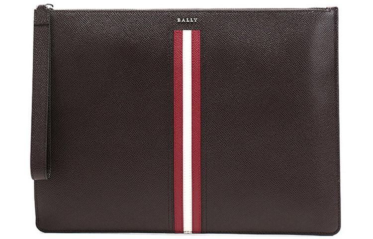 

BALLY Кожаный клатч мужской кофейный красно-белый