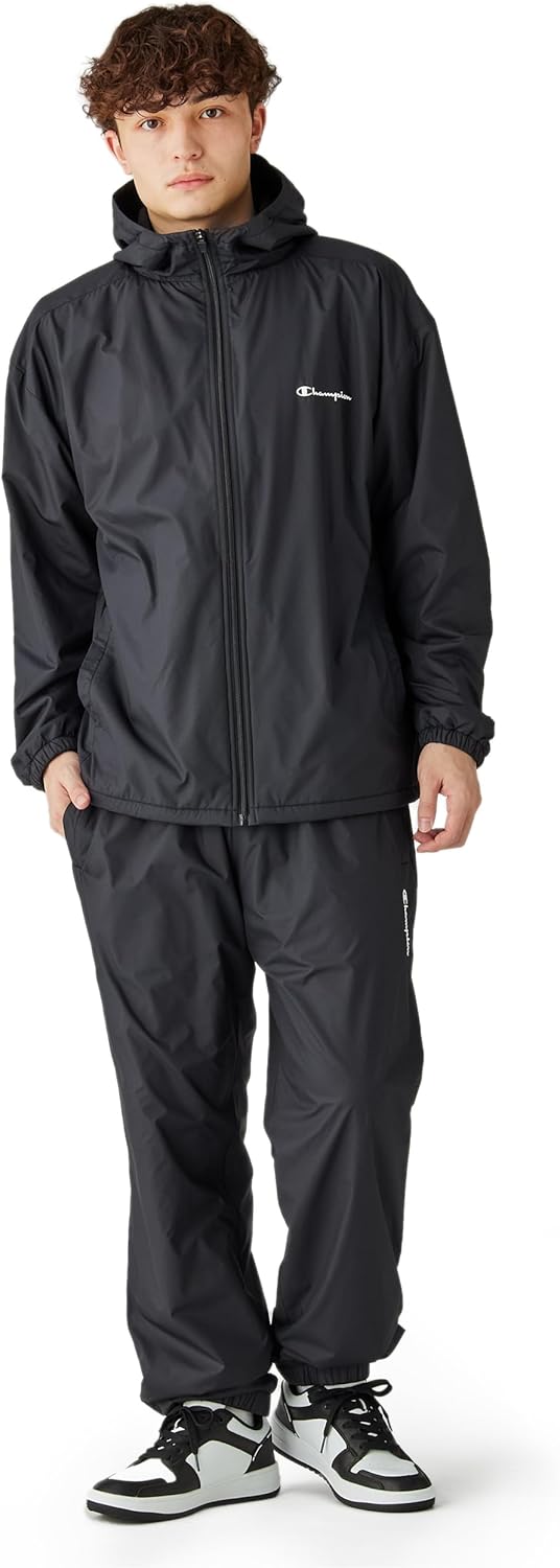 

Мужской комплект Champion C8-CSW01Z: ветровка, толстовка с длинным рукавом, флисовая подкладка, ветрозащитная, термобелье, логотип, худи на молнии, куртка и длинные брюки, черный