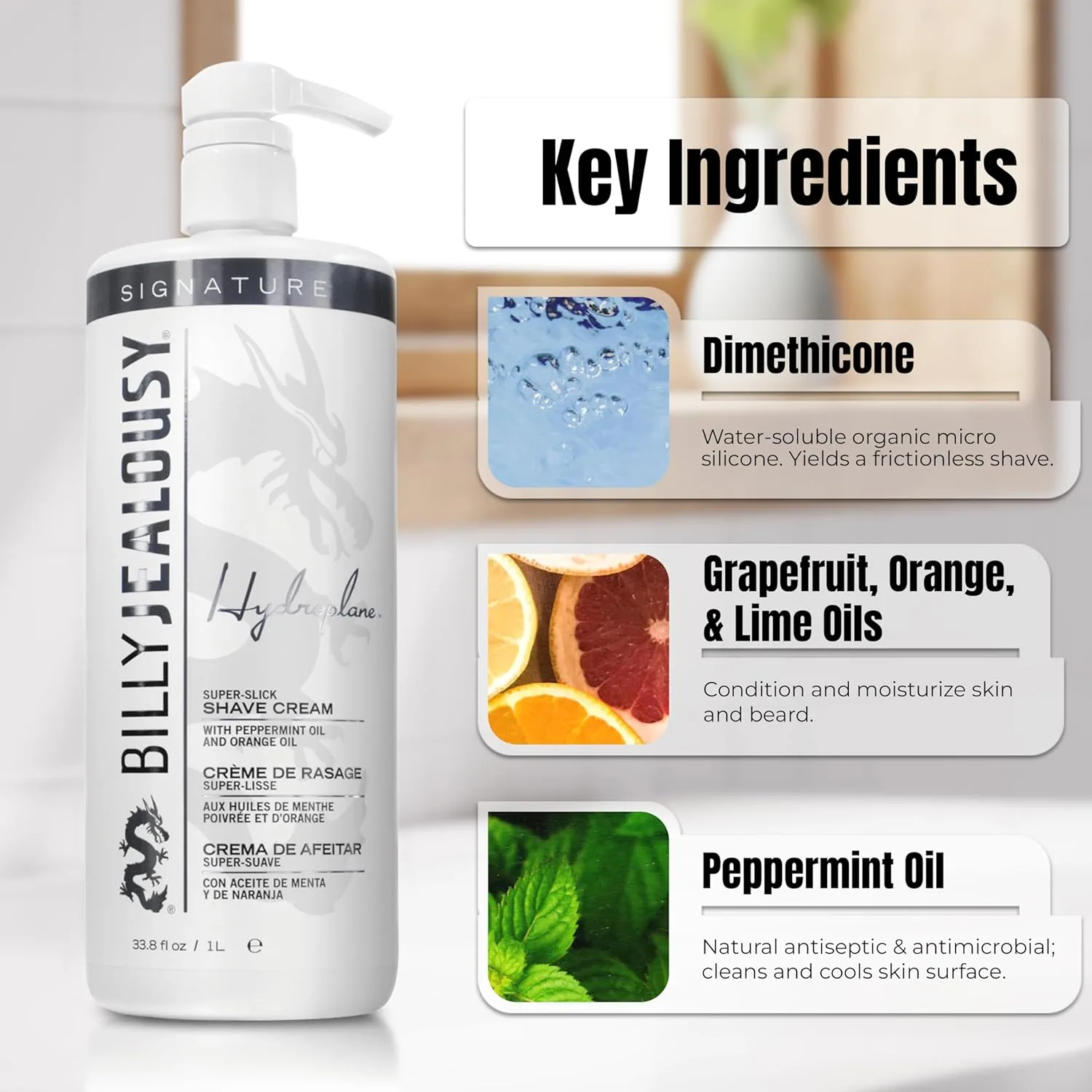 Крем для бритья для мужчин Billy Jealousy Hydroplane Foamless Super-Slick 1000 мл (1 шт.), orange — фото 2