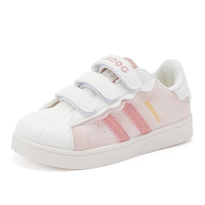 Детские скейтерские кроссовки low top из искусственной кожи, дышащие и устойчивые к истиранию BOBDOG, Milky Soft Pink (Spring Fall) — фото 3
