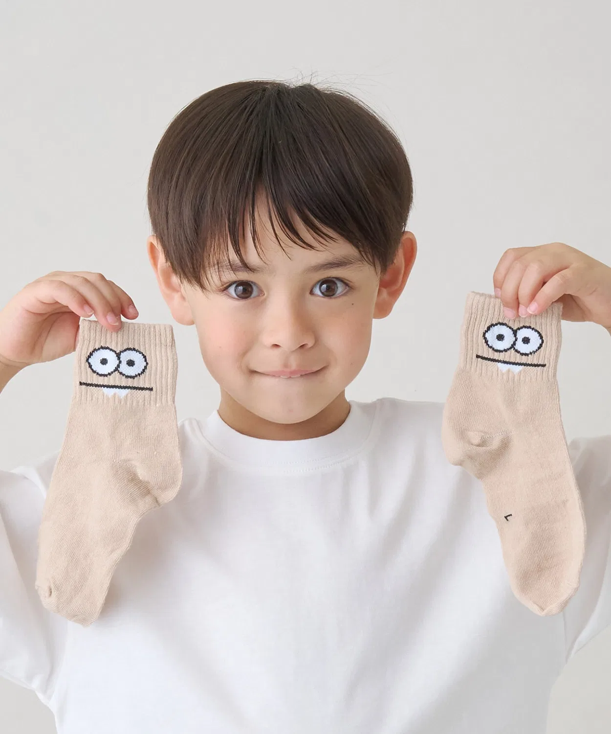 Носки Funny Face Crew Socks, полиэстер, бежевый