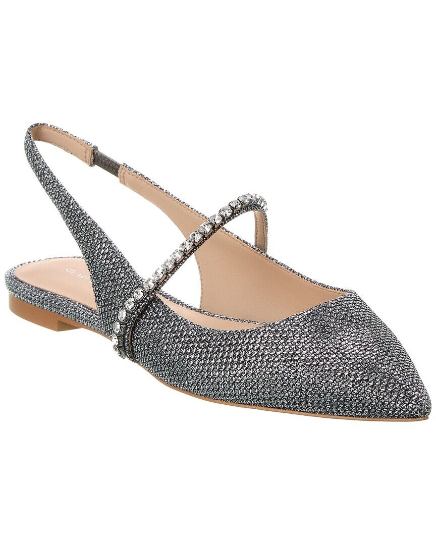 Плоские туфли Stuart Weitzman с открытой пяткой из кристаллической сетки, серебро — фото 2