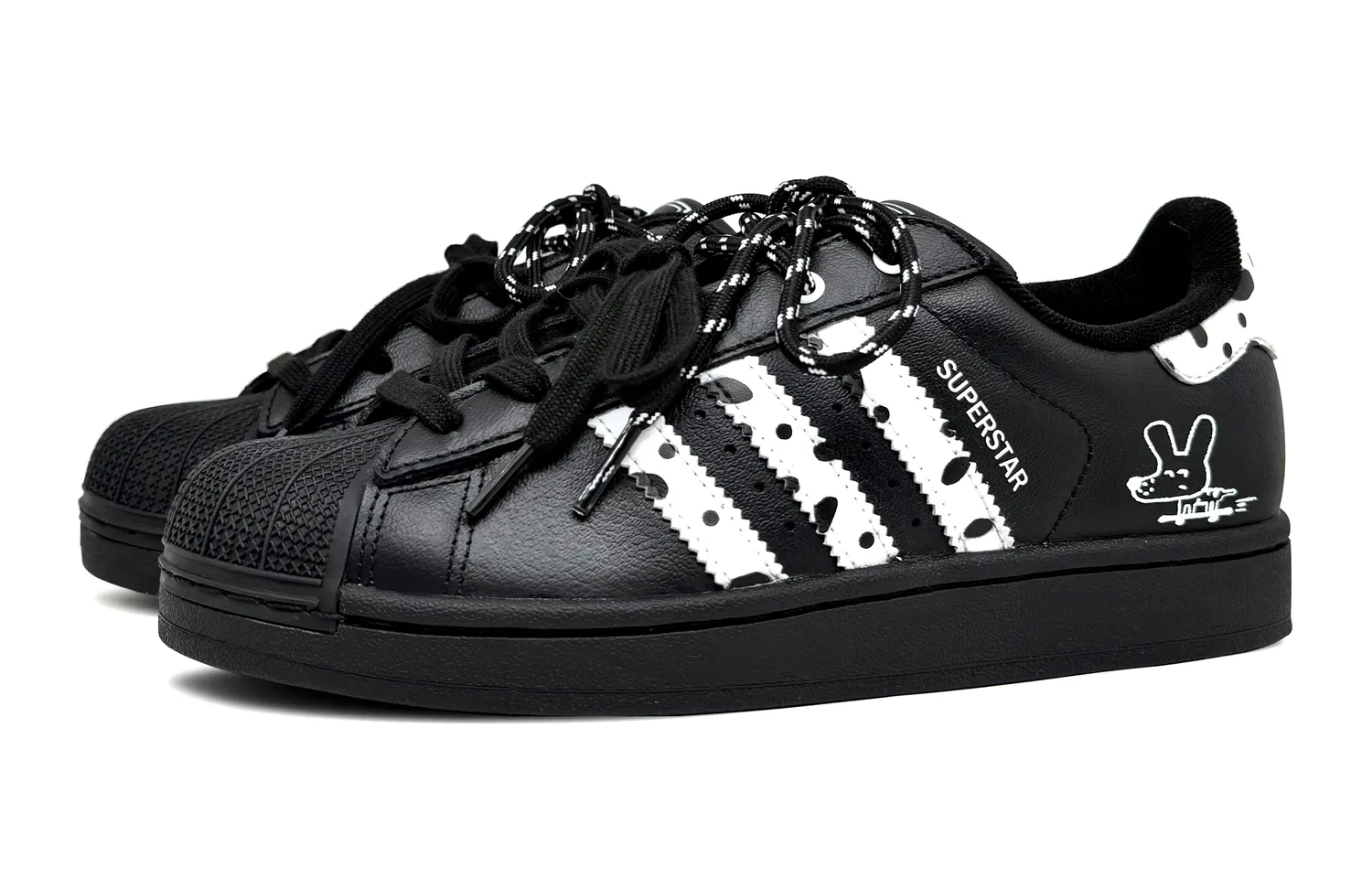 Adidas Originals Superstar 2 Leather Abrasion Resistant Low top детские скейтборд-кроссовки Black — фото 4