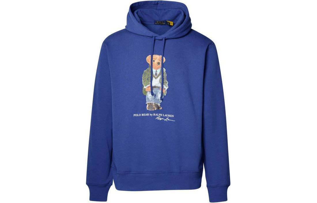 

Толстовка с принтом медведя на шнурке Ralph Lauren, синяя