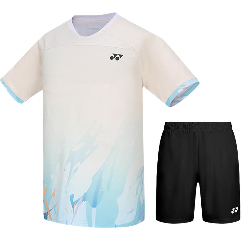 

Мужская повседневная спортивная одежда средней ценовой категории Yonex, clothing sets[vanilla top+черный shorts]
