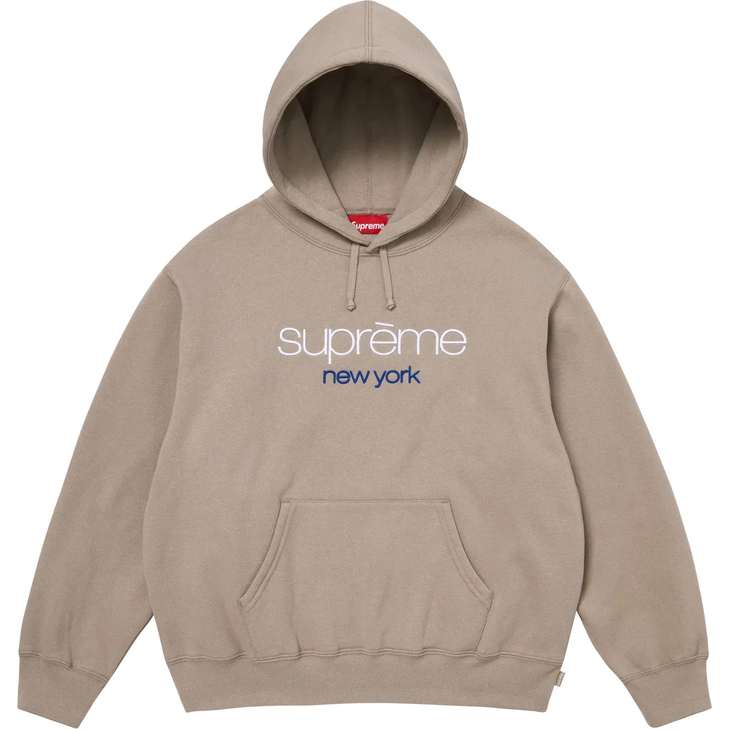 Толстовка с капюшоном классический логотип SS26 WEEK3 унисекс Supreme, Taupe/Taupe