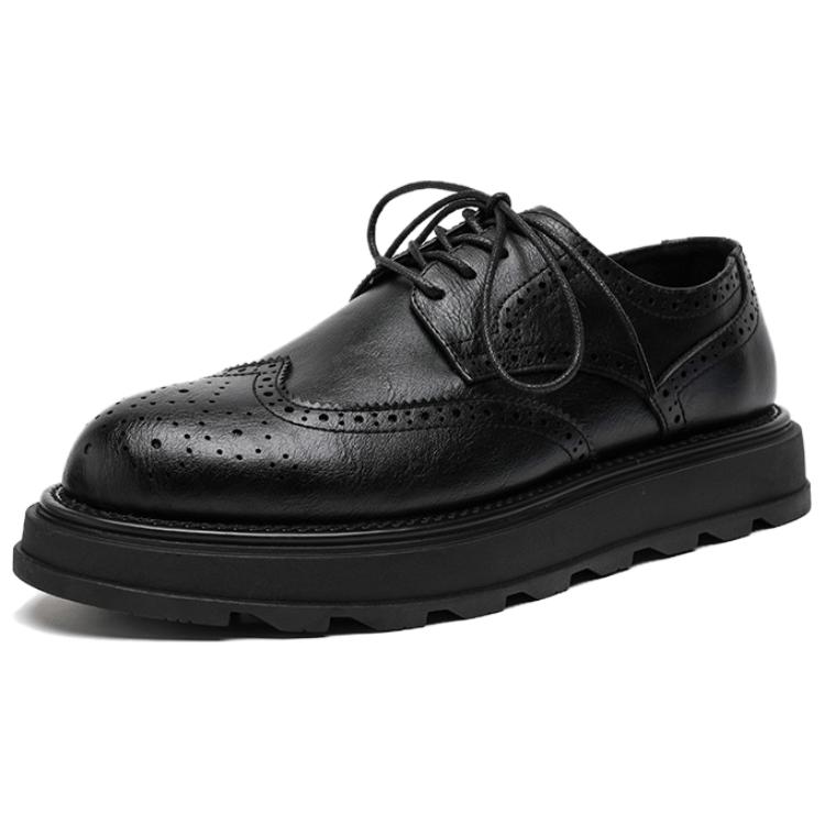 

WEISHIBANGWEI Мужские повседневные кожаные туфли черные на увеличение роста, цвет Black Height Increasing