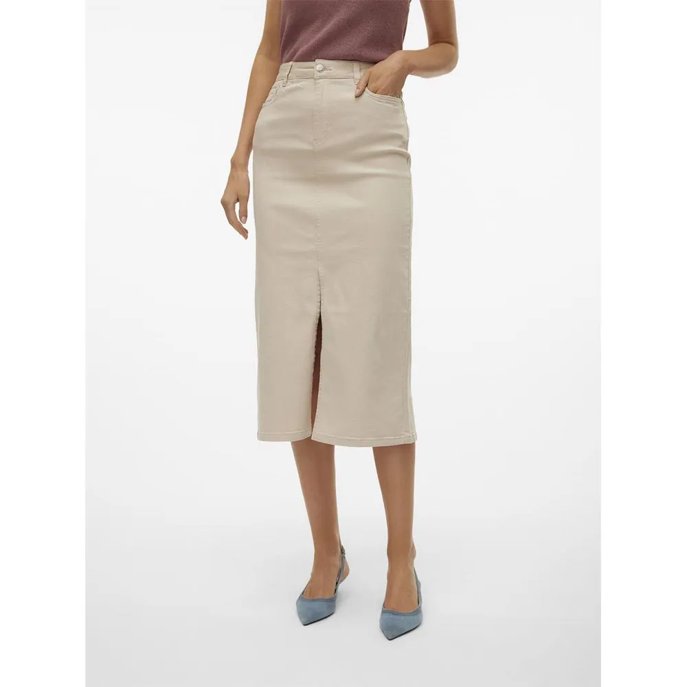 

Юбка Vero Moda Wild Lucky Midi, бежевый