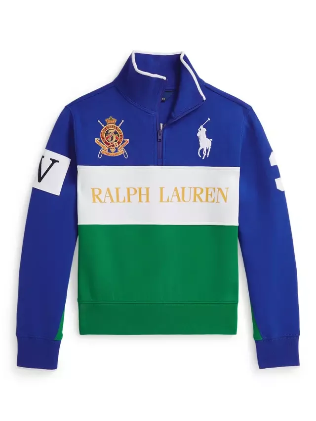Детский хлопковый поло-свитер, цвет сапфировый Ralph Lauren — фото 4