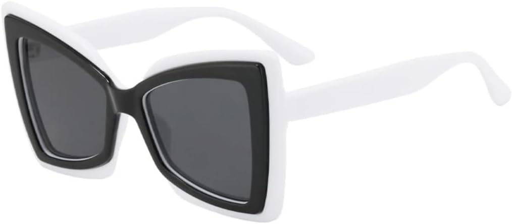 

Модные солнцезащитные очки большого размера «кошачий глаз» с двухцветными линзами, ретро-эффект, градиентные линзы, защита от УФ-излучения UV400, трендовые для мужчин UUPTTPL, White Black Grey