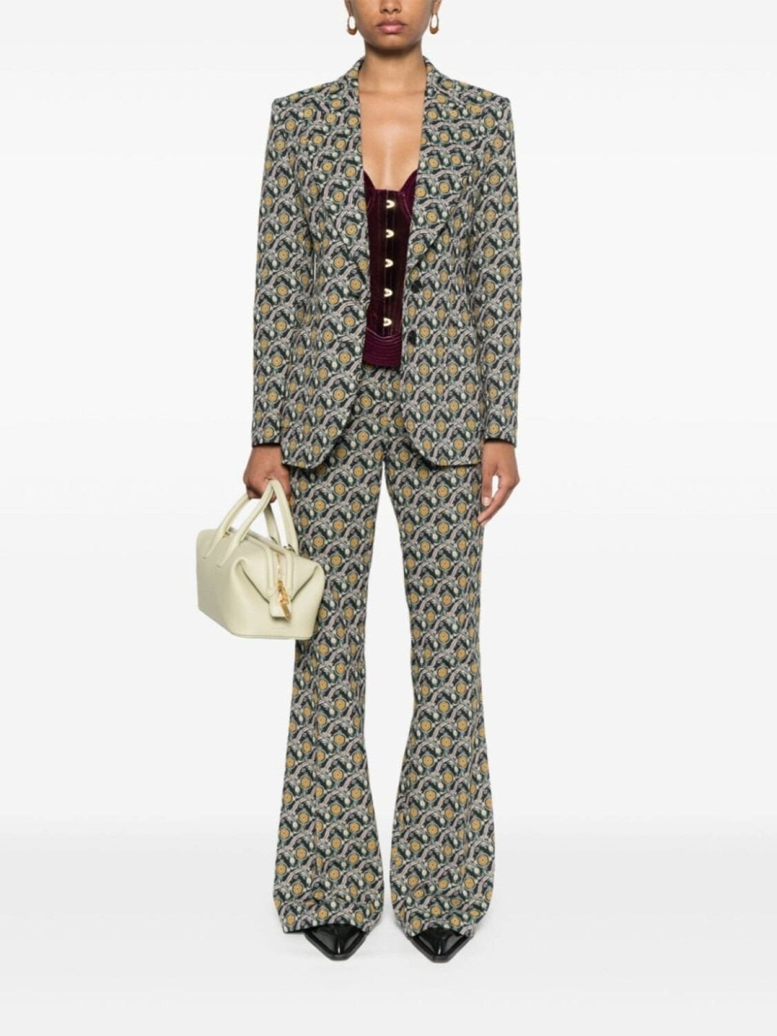 

ETRO расклешенные брюки из узорчатого жаккарда, зеленый